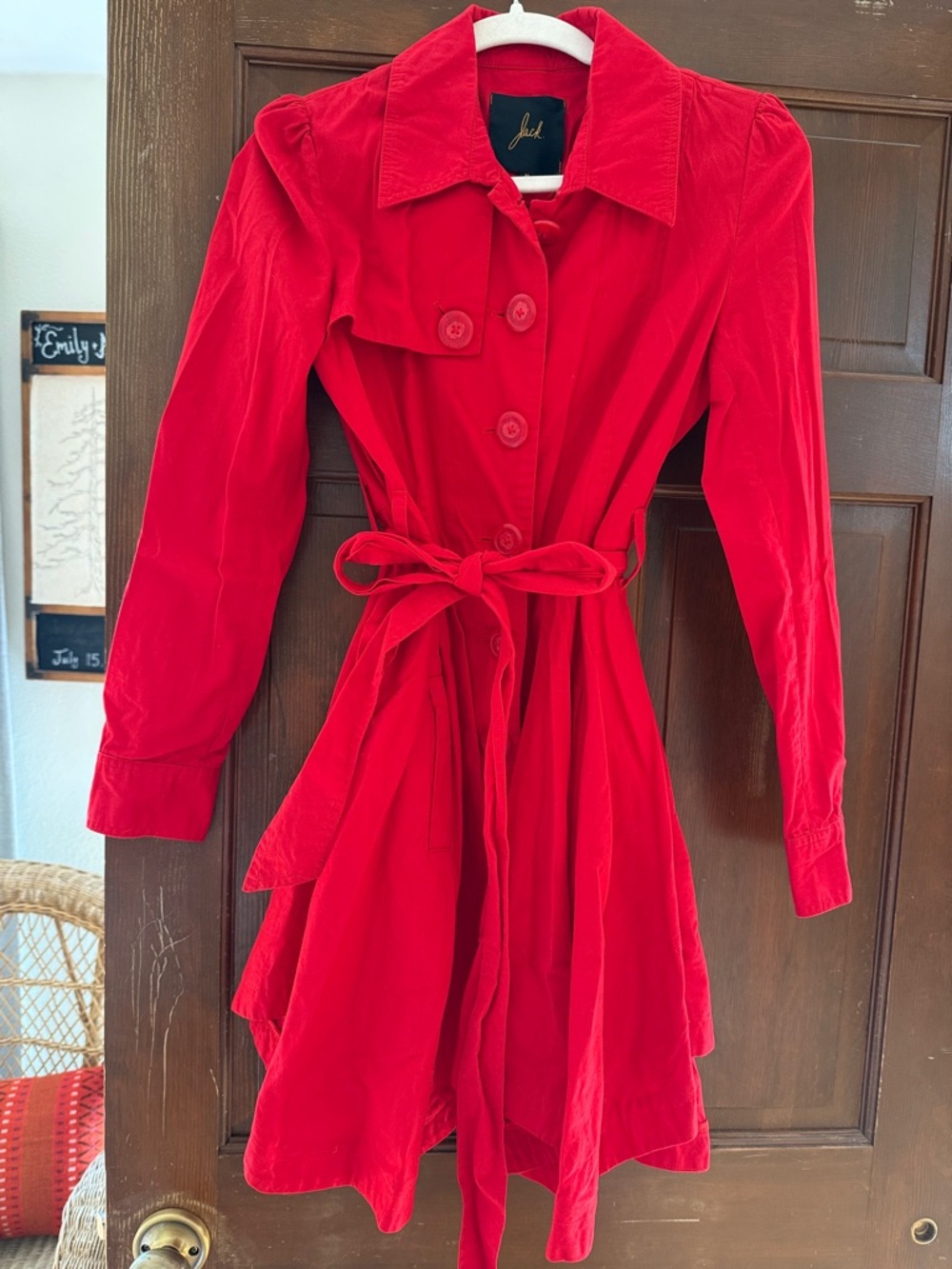Jack by BB Dakota Vibrant Red Tie-Waist Trench Coat Dress